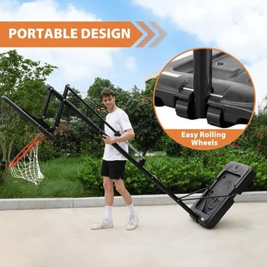 AWII SPORT Basketball Hoop Outdoor Protable 48 Inch Impact Backboard, 4.8-10FT Height Adjustable Basketball Hoop Goal System with Wheels for Adults - Image 7
