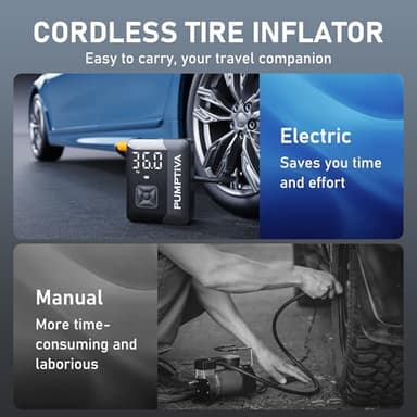 Tire Inflator Portable Air Compressor, 150 PSI Portable Electric Bike Pump Auto Shut-Off Cordless Car Tire Air Pump with Accurate LCD Display LED Light for Car, Motorcycle, Bicycle, Bike, Ball - Image 6