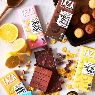 Taza Chocolate Organic Smooth & Crunchy 70% Dark Bar Variety Pack Bundle, 2.5 oz (4 count), Vegan - Image 2