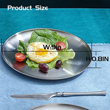 18/8 Stainless Steel Dinner Plate for Main Dishes, Grilled Meat, Dessert, Salad, and Fruit - 9 Inches (23 cm) Large Capacity(4pc, 9in) - Image 6