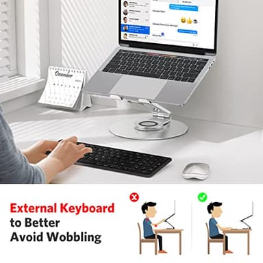 Adjustable Laptop Stand with 360 Rotating Base, OMOTON Ergonomic Laptop Riser for Collaborative Work, Dual Rotary Shaft Fully Foldable for Easy Storage, Fits MacBook / All Laptops up to 16 inches - Image 2