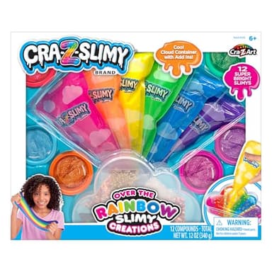 CRA-Z-Slimy Over The Rainbow Slimy Creations Kit - Rainbow Slime Mixing Set, 12 Pre Made Slime Colors with Add-in Charms, Kids Arts & Crafts Set for Boys and Girls Ages 6 and Up, Ages 8 and Up - Image 1