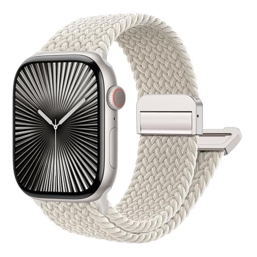 Magnetic Braided Stretchy Loop - Compatible with Apple Watch Band 42mm 46mm 40mm 41mm 44mm 45mm 38mm Ultra/2 49mm Women Men,Elastic Woven Fabric Nylon Strap for iWatch Ultra Series 10 9 8 7 6 5 4 3 SE - Image 1