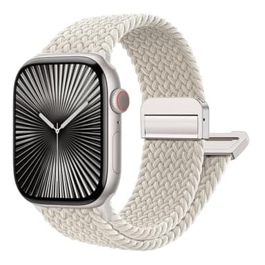 Magnetic Braided Stretchy Loop - Compatible with Apple Watch Band 42mm 46mm 40mm 41mm 44mm 45mm 38mm Ultra/2 49mm Women Men,Elastic Woven Fabric Nylon Strap for iWatch Ultra Series 10 9 8 7 6 5 4 3 SE - Image 1