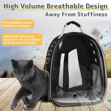 XZKING Cat Backpack Carrier Bubble Bag, Transparent Space Capsule Pet Carrier Dog Hiking Backpack, Small Dog Backpack Carrier for Cats Puppies Airline Approved Travel Carrier Outdoor Use Black - Image 3