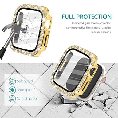 Surace 40mm Case with Screen Protector, Bling Diamond Overall Protective Case Compatible with Apple Watch Series 6/5/4 SE, 40mm, Gold - Image 3