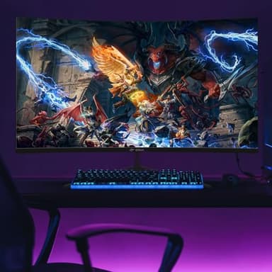 CRUA 32Inch Curved Gaming Monitor, FHD(1920 * 1080P) VA Screen 165Hz/200Hz, 1800R VA Screen, 120% sRGB, Computer Monitor That Support AMD Freesync, HDMI, DP, Wall Mountable Installs-Black - Image 7