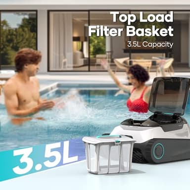 AIPER Scuba N1 Cordless Robotic Pool Cleaner, Wall & Waterline & Floor Cleaning, Smart Navigation, Superior Mobility, Four Cleaning Modes for Inground Pools up to 1600 sq.ft (Renewed) - Image 8
