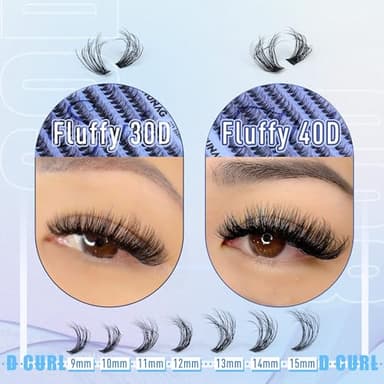 Lash Clusters 30D+40D Wispy Eyelash Clusters D Curl Individual Lashes 9-15mm Cluster Eyelash?Extensions 280pcs False Mink Eyelashes DIY Flat Lash Extension by TOOCHUNAG - Image 3