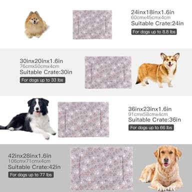 BVAGSS Dog Bed Mat,Reversible Crate Pad, Memory Foam Beds, Soft Warm Pet Cushion for Small Medium Dogs, Washable Pet Sleeping Mattress Kennel Bed Pad XH079 (24''x18''x1.6'',Grey Paw) - Image 6