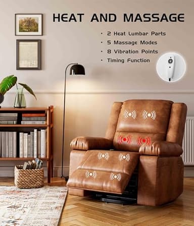 GarveeHome Oversized Wide Power Lift Recliner Chair - Heat and Massage, Faux PU Leather, Adjustable Back and Legs, Electric Lift Chair Designed for The Elderly and People with Mobility impaired - Image 5
