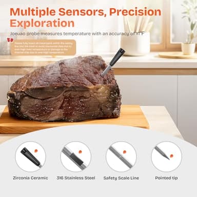 Smart Wireless Meat Thermometer with 2 Color-Coded Probes,Standalone Display Base, Accuracy ±1°F,Digital Bluetooth Thermometer for Cooking, Oven, Smoker, BBQ, Grill Real-Time Monitoring in App - Image 7