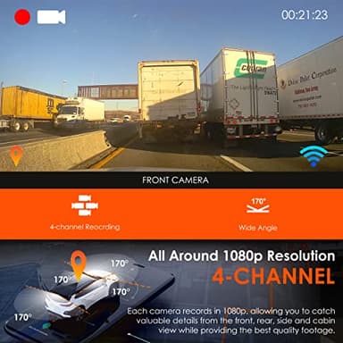 RexingUSA R4-4 Channel Dash Cam W/All Around 1080p Resolution, Wi-Fi, GPS, IR Night Vision, Parking Mode, Collision Detection, Type-C Port - Image 3