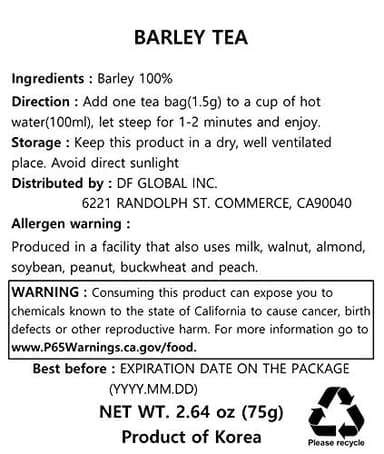 Damtuh Korean Barley Tea – Roasted Boricha Mugicha, Nutty Herbal Tea, Caffeine-Free, 50 Tea Bags (1.5g each) - Image 2