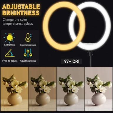 Hagibis 21 inch Ring Light with Stand Outer 55W 5600k Dimmable LED Light, Tripod Stand,and Phone Holder,Remote Controller,Carrying Bag ,CRI 97+ 2540lux, for Streaming Home Office Zoom Call Lighting - Image 3