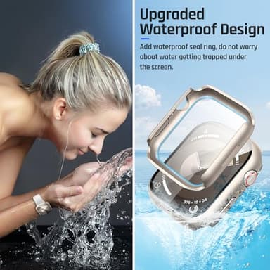 Goton Waterproof Case Compatible for Apple Watch Screen Protector Series 6/5/4, SE 3/2/1 44mm, Hard Bumper with Tempered Glass for iWatch Cover 44 mm - Image 3
