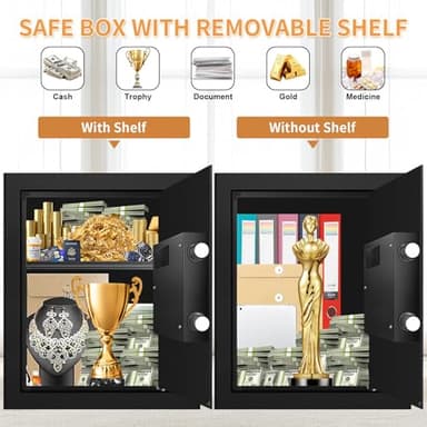 2.8 Cubic Large Fireproof Safes for Home Use, Digital Home Safe Box Fireproof Waterproof with Electronic Keypad and Spare Keys, Anti-theft Fire Safe for Money Documents Medicine Valuables - Image 5