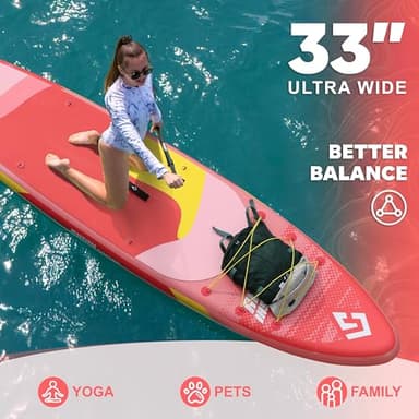 STARCITY 11'*34"*6" Blow Up Paddle Board, Inflatable Paddle Board,Spacious and Stable, Anti Slip and Easy to Operate, Large Size Suitable for Single Person/Family/Pet Use,Sun Red. - Image 3