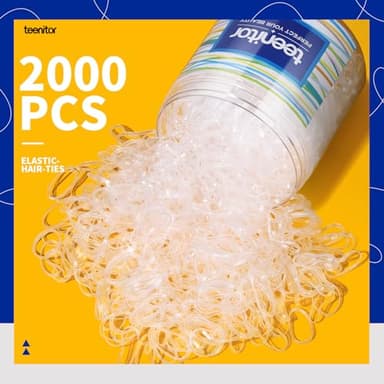 Teenitor Clear Elastic Hair Bands, 2000pcs Mini Hair Rubber Bands, Hair Ties, Soft Hair Elastics Ties, 2mm in Width and 30mm in Length - Image 2