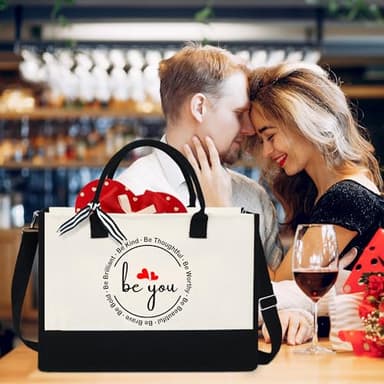 OASSIE Gifts for Women - Be You 13 oz Canvas Tote Bag with Zipper - Mothers Day Teachers Day Birthday Thank You Inspirational Gifts for Women Mom Her Teachers Girlfriend Wife - Image 6