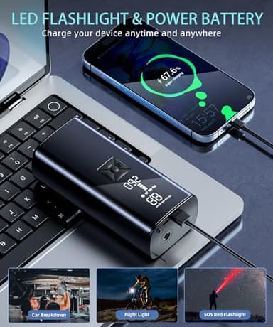 Tire Inflator Portable Air Compressor, 2X Faster 150PSI Portable Air Pump with Digital Pressure Gauge, 25000mAh Cordless Tire Pump for Car, Bike, Motorcycle, Ball and More. - Image 7