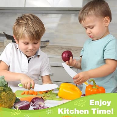 Suhctuptx 28PCS Toddler Knife Set - Kids Knifes for Real Cooking, Wooden Kids Kitchen Knife Set with Gloves Cutting Board Crinkle Cutters Kid Safe Knives, Toddlers Kitchen Tools - Image 2