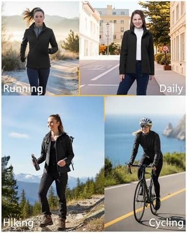 33,000ft Women's Lightweight Softshell Jacket Fleece Lined Windbreaker Waterproof Warm Jacket for Running Golf Hiking - Image 6