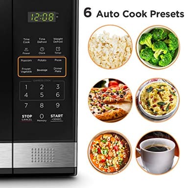 BLACK+DECKER EM031MB11 Digital Microwave Oven with Turntable Push-Button Door, Child Safety Lock, 1000W, 1.1cu.ft, Black & Stainless Steel, 1.1 Cu.ft - Image 2