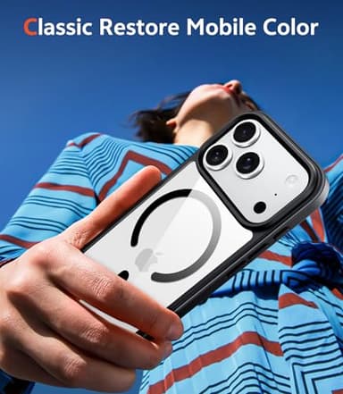 FNTCASE for iPhone 17 Pro-Max Case Clear: Magnetic Transparent Phone Cases with Screen Protector Slim Military Grade Drop Protection Rugged Shockproof Protective Cell Phone Cover (C-Black) - Image 7