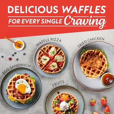 Gourmia Belgian Waffle Maker – Compact Design with Upright Storage, Adjustable Browning, and Easy-Clean Nonstick Ceramic Plates, Stainless Steel - Image 7