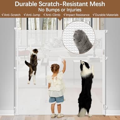 55 Inch Extra Tall Pet Gate Tall Retractable Baby Gate - No Jumping, Extends to 55" Wide Retractable Gate Outdoor Retractable Dog Gate Indoor Extra Tall Baby Gate Tall Pet Gates for Doorways, White - Image 6