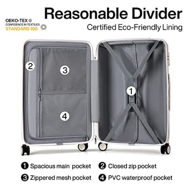 Hanke 24 Inch Luggage Suitcases With Spinner Wheels Lightweight PC Hard Shell Rolling Suitcase With Travel Lock,Checked-Medium 24-Inch(Ivory White) - Image 5