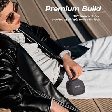 TOZO PE1 Portable Bluetooth Speakers with Adjustable Carabiner, Mini Bluetooth Wireless Shower Speaker with IPX8 Waterproof, 32H Playtime Punchy Bass Audio Speaker for Home, Outdoor and Travel, Black - Image 7