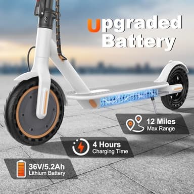 WERHY Electric Scooter for Adults, with 350W Powerful Motor, 12 Miles Range, 19 MPH Top Speed, with 8.5" Solid Tires, Foldable E Scooter with Dual Braking Systems and APP Control - Image 3