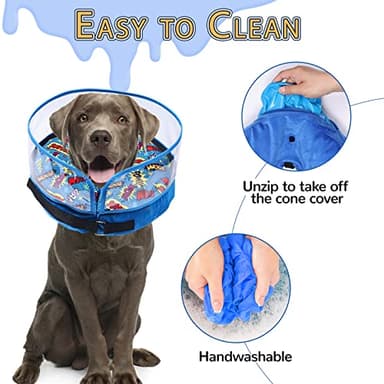 Crazy Felix Soft Inflatable Dog Cone for Small, Medium and Large Dogs, Cone for Dogs Alternative After Surgery to Stop Licking and Chewing, Dog Donut Cone with Extended Anti Licking Baffle(Blue,S) - Image 9