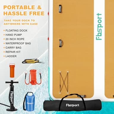 FBSPORT Inflatable Floating Dock, 10ft Inflatable Swim Platform Dock for Lake, Inflatable Water Floating Dock Mat with Non-Slip EVA Surface, Floating Island for Pool Beach Ocean 10x6.5x0.5ft,WoodGrain - Image 7