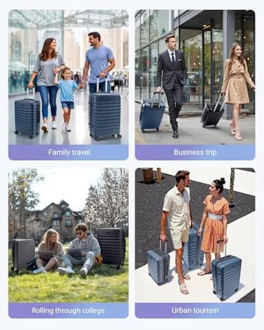 LIGHT FLIGHT Luggage Sets, 3 Piece Durable Suitcase Set with Spinner Wheels, 3 Pcs Hardside Lightweight luggage with TSA Lock, Large Checked Travel Suitcases, 20/24/28 Inch, Royal Blue - Image 8