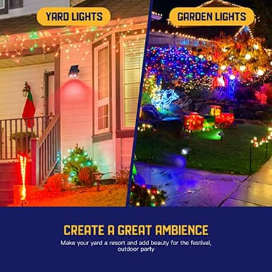 Kyosho Solar Color Spot Lights Outdoor, 9 Lighting Modes Halloween Christmas Lights, 38 LEDs Color Changing Waterproof RGBW Multicolor Tree Pool Solar Spotlight, 2 Pack - Image 7