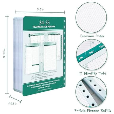 2024-2025 Planner Refills – Jul.2024 - Jun.2025, Two Pages Per Day Daily & Monthly Planner, 5.5" x 8.4" Ring-Bound Organizer, Tabs, Quotes, Prioritized Task, Daily Tracker/Notes, Appointment Schedule - Image 6