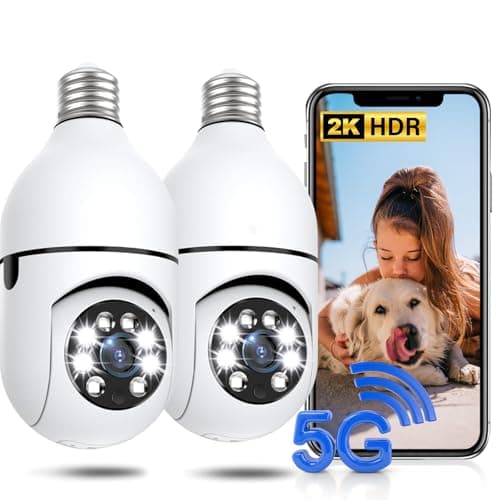 Light Bulb Security Camera 2 Packs, 5G&2.4GHz 2K Security Cameras Wireless Outdoor 360° PTZ Cameras for Home Security with Color Night Vision, 2 Way Talk, AI Human Detection, Screw in Light Socket - Image 1