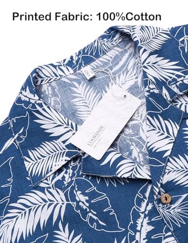 COOFANDY Men Cotton Linen Shirts Short Sleeve Button Down Relaxed Fit Floral Beach Shirts - Image 4