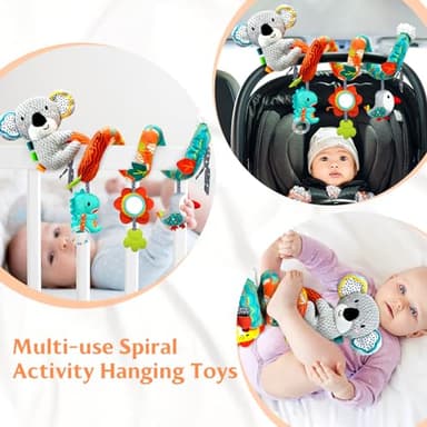 XIXILAND Car Seat Toys Baby Toys 0-3 Months Developmental, Stroller Toys Infant Toys 0-6 Months Newborn Toys, Carseat Toys for Infants 0-12 Months with Dinosaur, Lion Mirror, Teether - Image 4