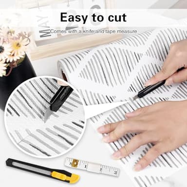 Drawer and Shelf Liner for Kitchen Cabinet,Non-Adhesive Cabinet Liner 12in x 20FT,Waterproof Shelf Paper Non-Slip Mats Cupboard Liners Contact Protect Dresser/Shelves/Table-Square Stripes - Image 4