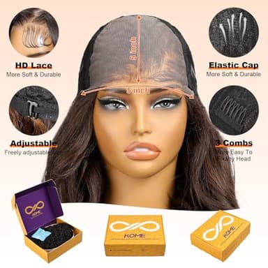KOME Natural Brown Synthetic Lace Front Wig,5×5 Body Wave Pre Plucked Glueless Wigs for Women Daily Use 22IN - Image 6