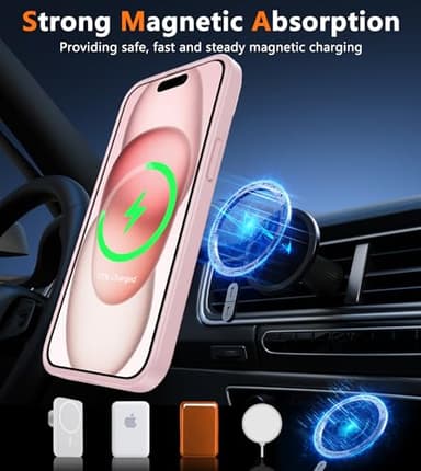 FNTCASE for iPhone 15 Case: for iPhone 14 & iPhone 13 Case | Magnetic Frosted Translucent Slim Shockproof Cell Phone Cover | Military Grade Protection Drop Proof Tough Protective Cases - LightPink - Image 4