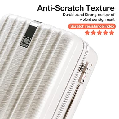 Hanke 24 Inch Luggage Suitcases With Spinner Wheels Lightweight PC Hard Shell Rolling Suitcase With Travel Lock,Checked-Medium 24-Inch(Ivory White) - Image 6