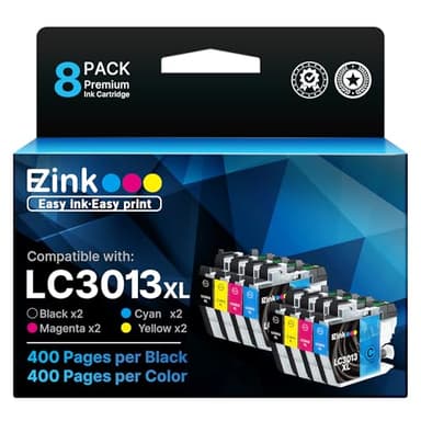 E-Z Ink Compatible Ink Cartridge Replacement for Brother LC3013 LC3011 LC 3013 LC3013XL to Use with Brother MFC-J491DW MFC-J497DW MFC-J690DW MFC-J895DW (Black Cyan Magenta Yellow 8 Pack) - Image 1