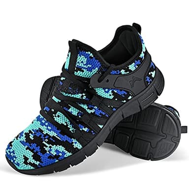 INZCOU Running Shoes Lightweight Tennis Shoes Non Slip Gym Workout Shoes Breathable Mesh Walking Sneakers Camouflage Blue 10women / 9men - Image 1