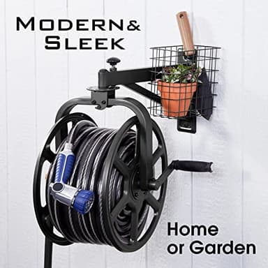 Liberty Garden 712-B Single Arm Navigator Multi-Directional Garden Hose Reel, Holds 125-Feet of, 5/8-Inch, Black - Image 3