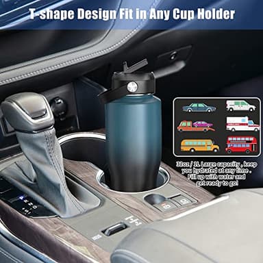 HYDROWION Water Bottles with Straw, 40oz Insulated Water Bottle fit in Car Cup Holder, Black Water Bottles with Straw Lid, Spout Lid and Flex Cap, Leakproof Travel Insulated Tumbler, Cobalt - Image 7
